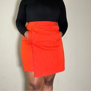 Brooks Brothers Blood Orange Sailor Button Summer Cotton Exterior Skirt| size 14
